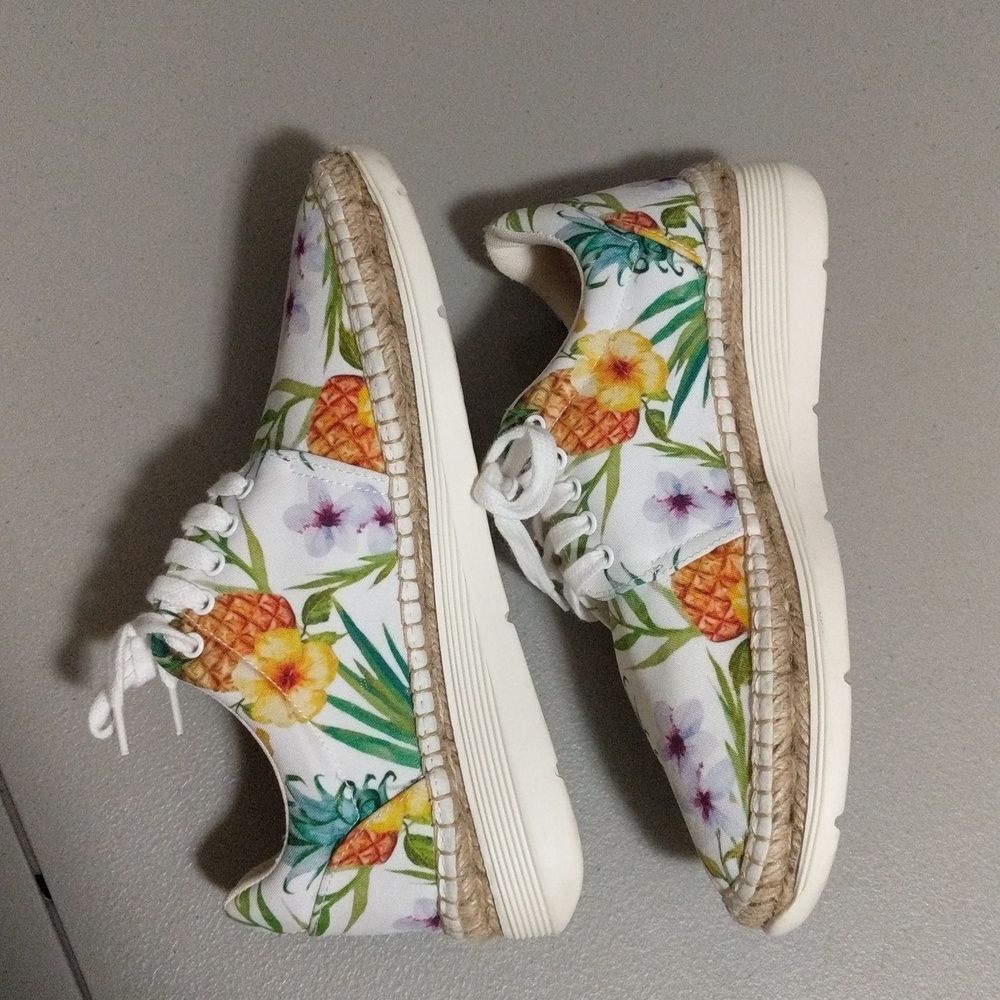 Free People Jackson tropical print lace up summer espadrille sneakers 39 - Picture 4 of 12